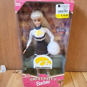 Vintage University of Iowa Hawkeyes Barbie (open box with original pieces)